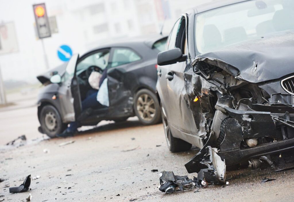 two cars crashed into each other