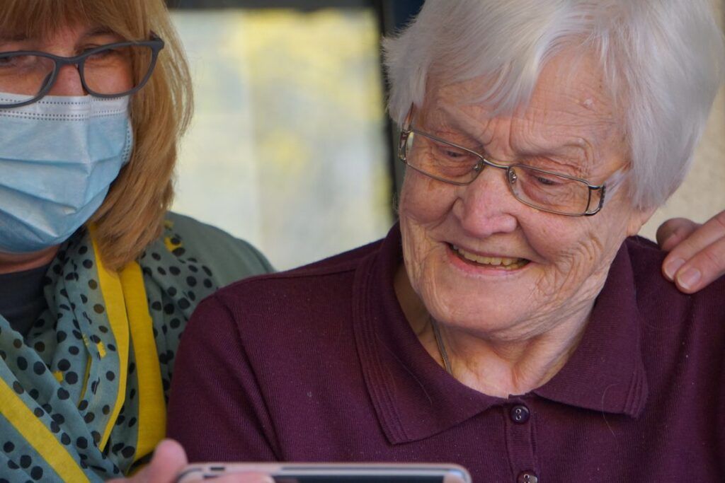 elderly person facetiming