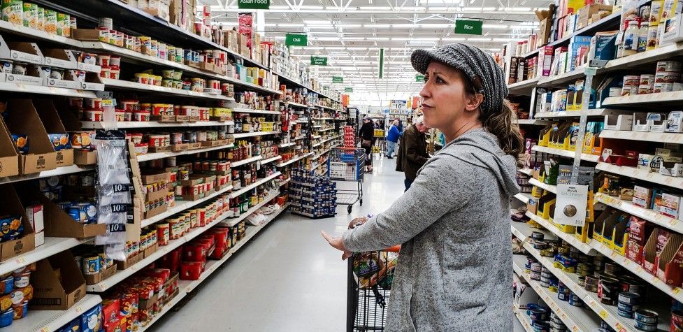 woman in grocery slip and fall