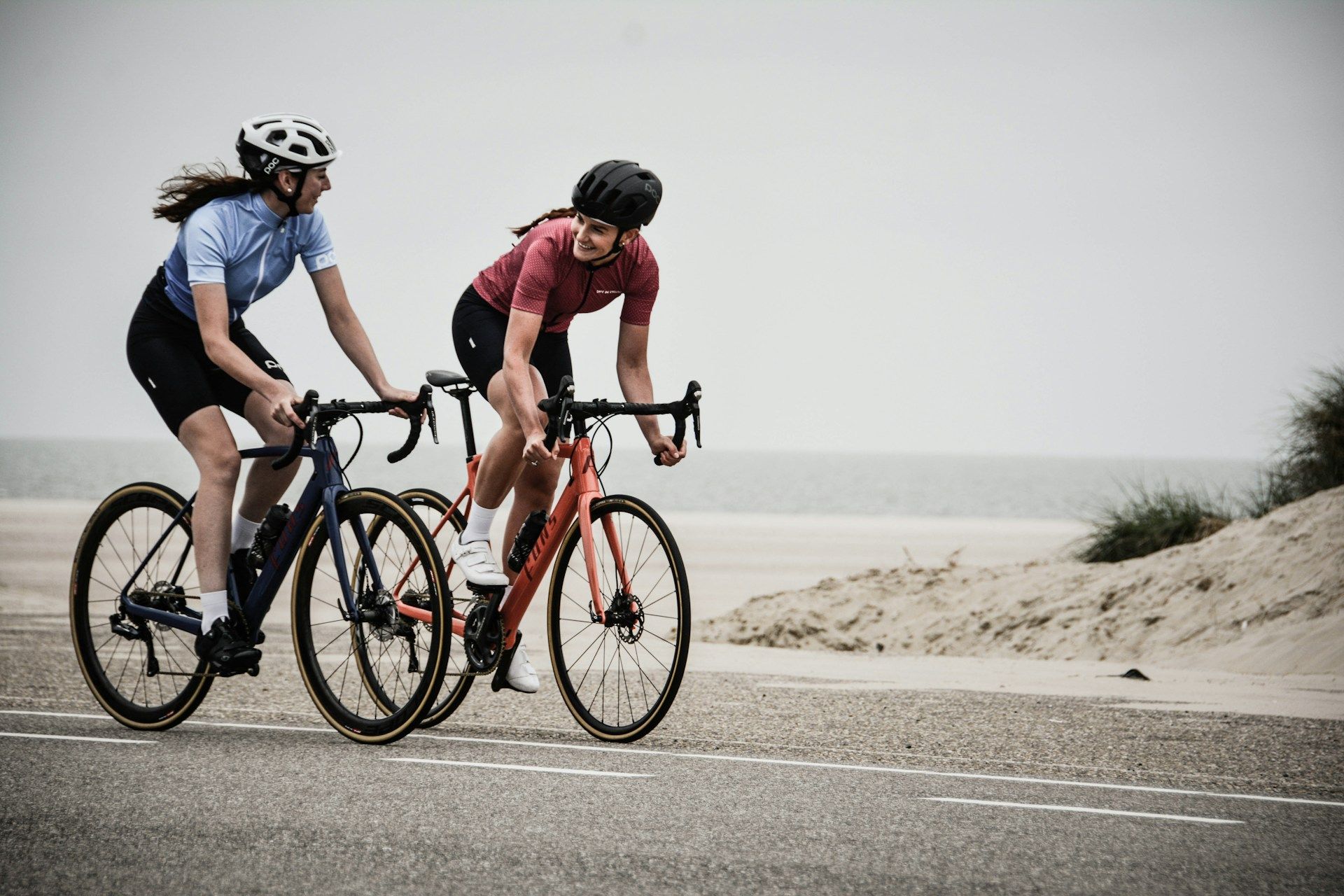 cyclists near beach