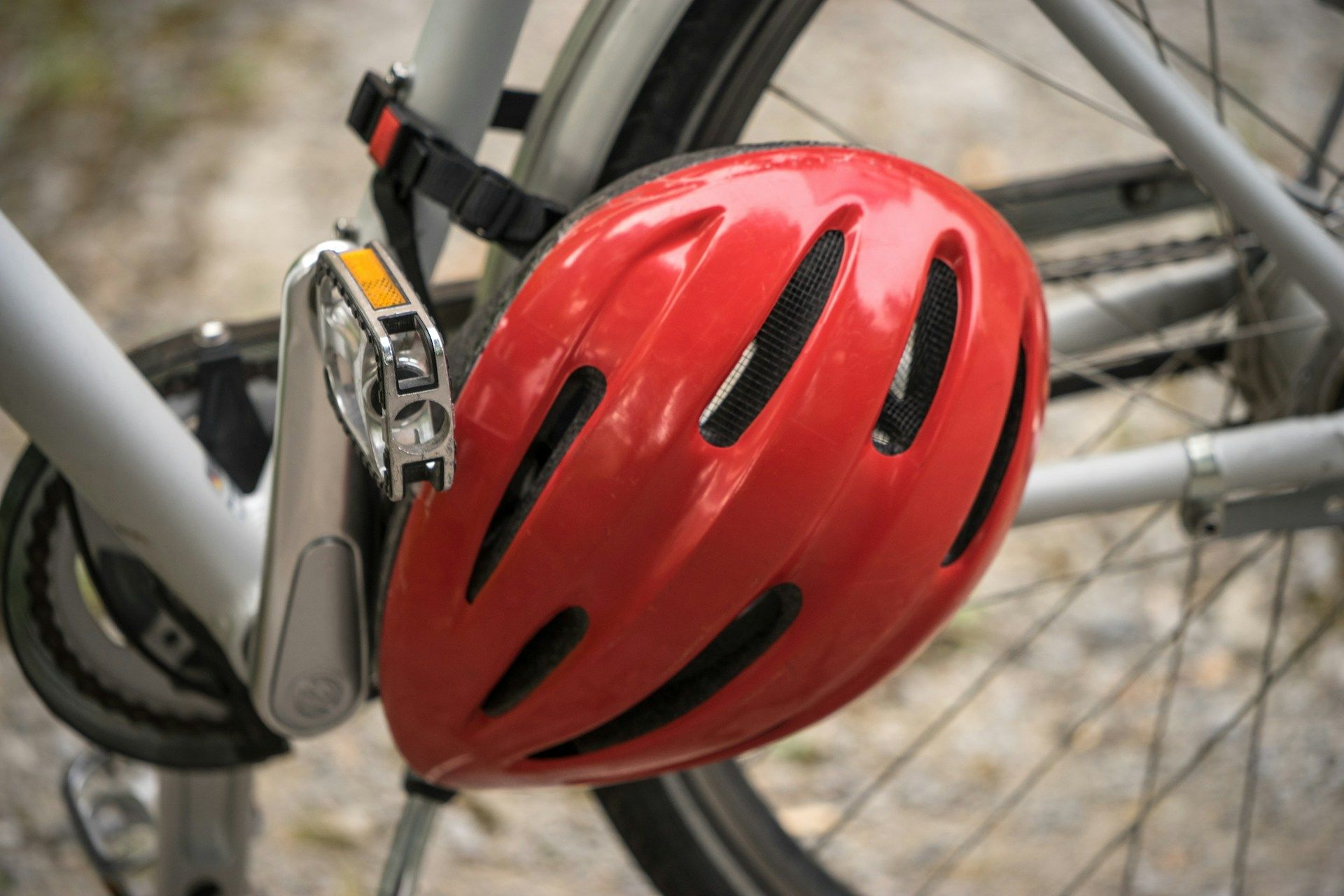 helmet on bicycle