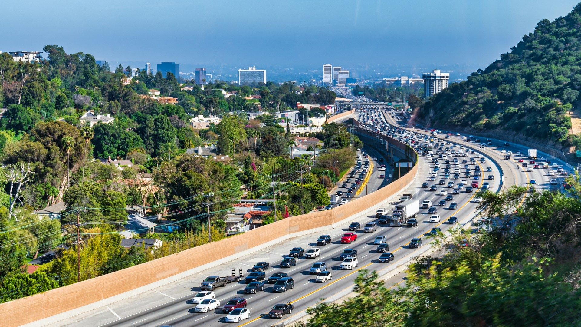 aerial view of Los Angeles near the Getty