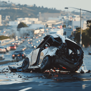 Autonomous vehicle accident on a major highway in California