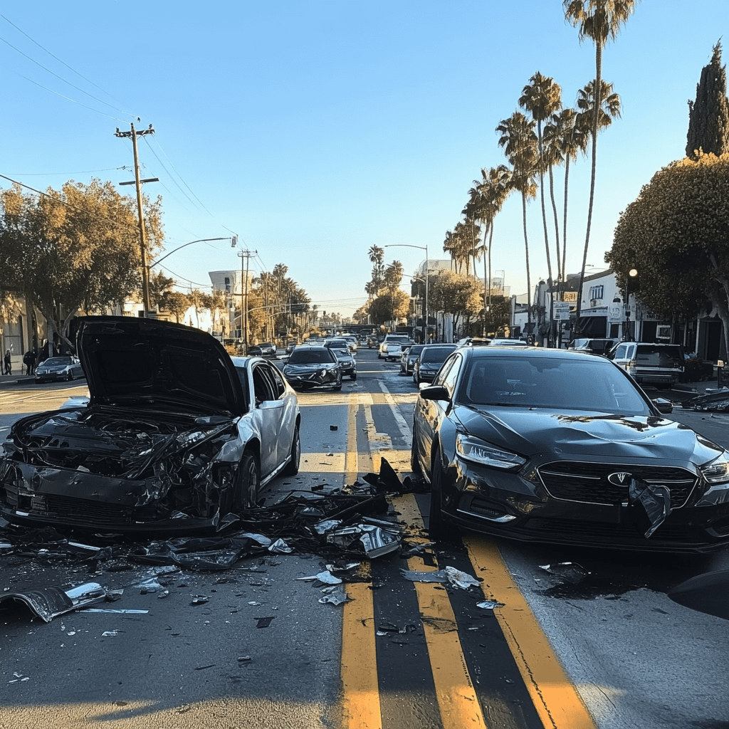Rideshare accident on the streets of Los Angeles, California.